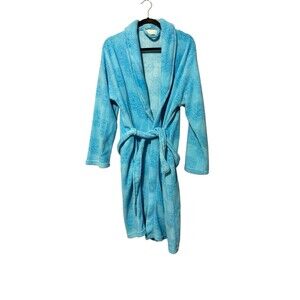 Blue Star Clothing Co Bathrobe Floral Tone On Tone Blue OSFM Soft Pockets